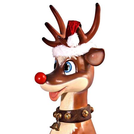 Design Toscano Santa's Red-Nosed Christmas Reindeer Statue: Sitting Large NE80087